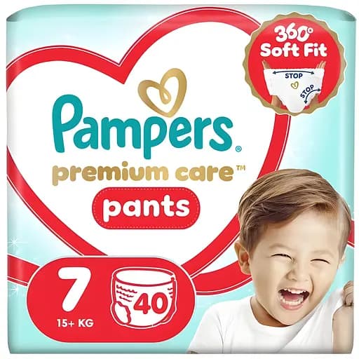 Подгузники-трусики Pampers Premium Care Pants Размер 7 (15+кг) 40 шт.  - фото 1