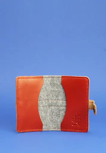 Фетровый кард-кейс (визитница) 6.1 с кожаными коричневыми вставками - фото 4