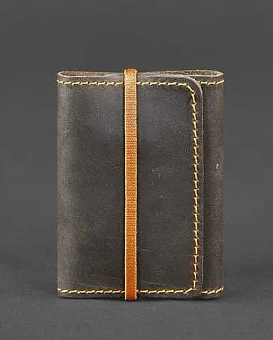 Кожаный кард-кейс 1.1 темно-коричневый с оранжевым. - фото 1