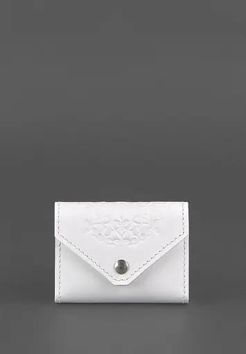 Женский кожаный кард-кейс 3.0 (гармошка) Белый с мандалой - фото 2