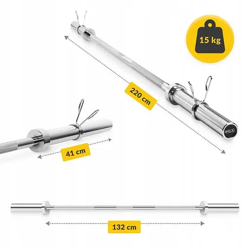 Гриф для штанги прямой олимпийский 4FIZJO 220 см 50 мм без подшипников (P-5905973401166) - фото 7