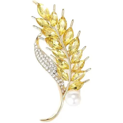 Брошь-булавка колосок пшеницы со стразами Желтая брошь (158511310) - фото 1