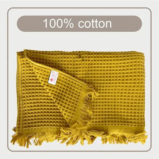 Вафельное полотенце Lovely Svi - хлопок- для ванной, отелей, спа - XXL 90х180 см -Желтый (402437) - фото 3