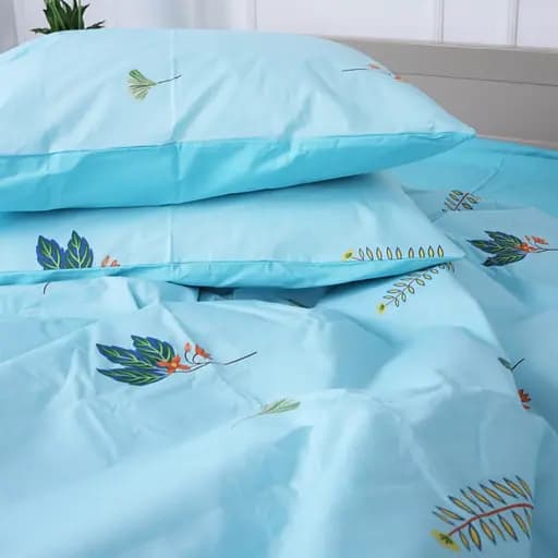 Простирадло MirSon Ranforce Elite 17-4736 Green leaves 220x240 см блакитне (2200008926403) - фото 5