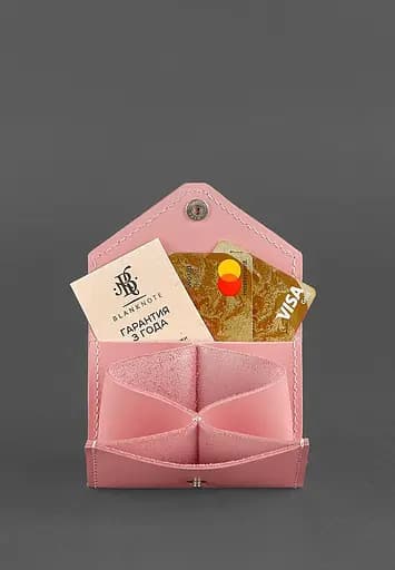 Женский кожаный кард-кейс 3.0 (гармошка) Розовый с мандалой - фото 2