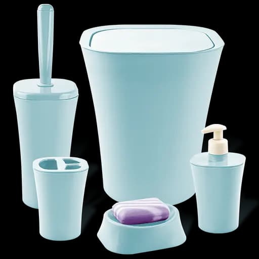 Набор для ванной комнаты Planet Papillon, 5 предметов, серо-голубой (UP160) - фото 1