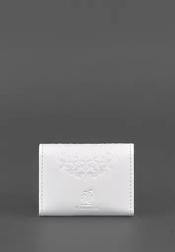 Женский кожаный кард-кейс 3.0 (гармошка) Белый с мандалой - фото 5