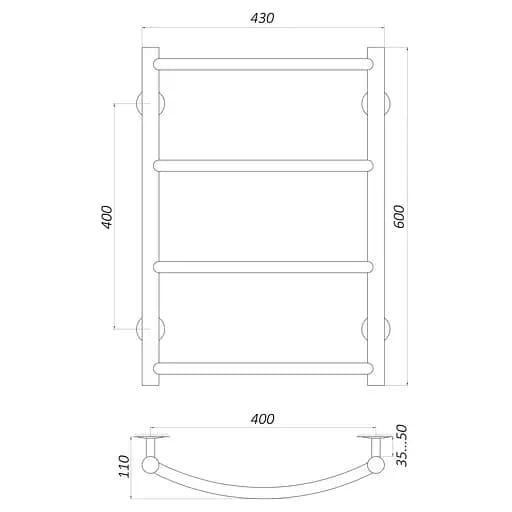 Рушникосушарка UNIO LD W 600-400-4 Драбинка Дуга (20651) - фото 4