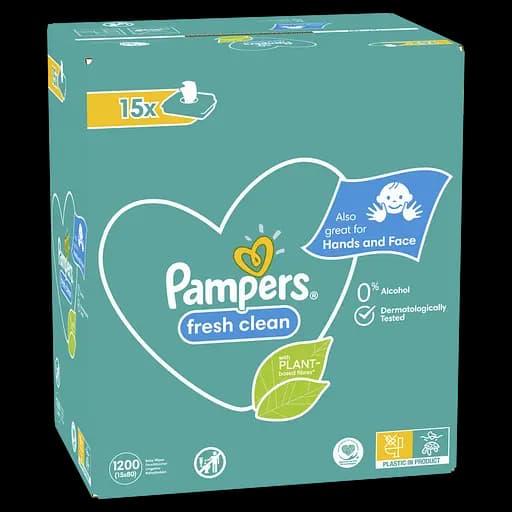 Уцінка. Набір дитячих вологих серветок Pampers Baby Fresh Clean, 1200 шт. (15 упаковок по 80 шт.) - фото 5
