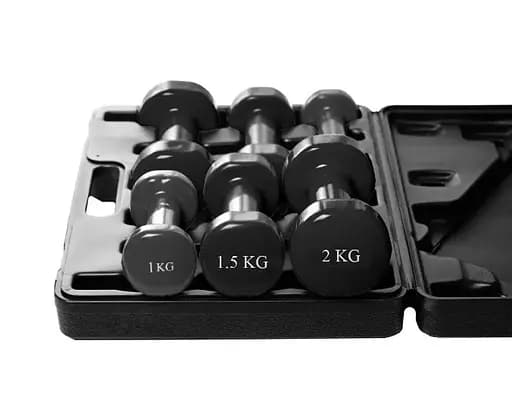 Набір гантелей в кейсі 9 кг. PowerPlay 4121 Fitness Dumbells (2 шт*1 кг, 2 шт*1,5 кг, 2 шт*2 кг) (PP_4121_9kg) - фото 3
