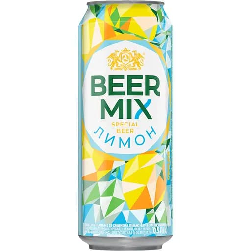 Пиво Оболонь Beermix Лимон світле 2.5% з/б 0.5 л (59268) - фото 1