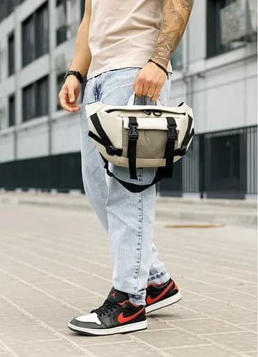 Мужская сумка бананка Sambag Dynamicdart серая 38 × 21 × 7 см (80411030m) - фото 7