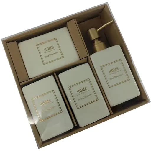 Набор аксессуаров для ванной комнаты No brand керамический белый 4 предмета - фото 6