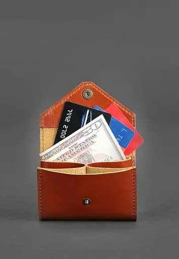 Кожаный кард-кейс 3.0 светло-коричневый с мандалой - фото 4