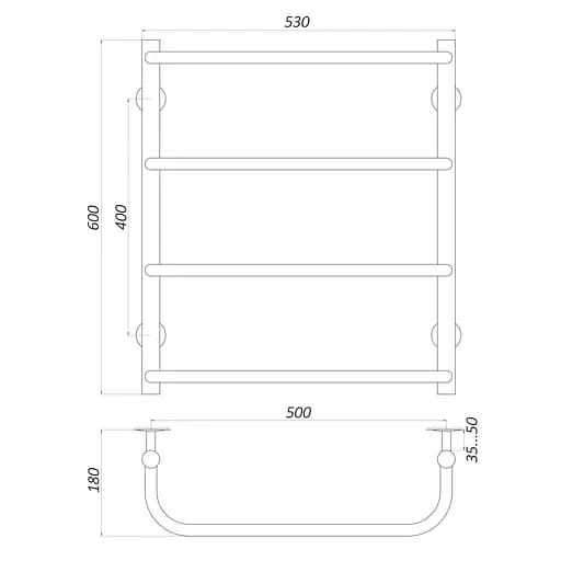 Рушникосушарка UNIO LS W 600-500-4 Драбинка Скоба (20879) - фото 4