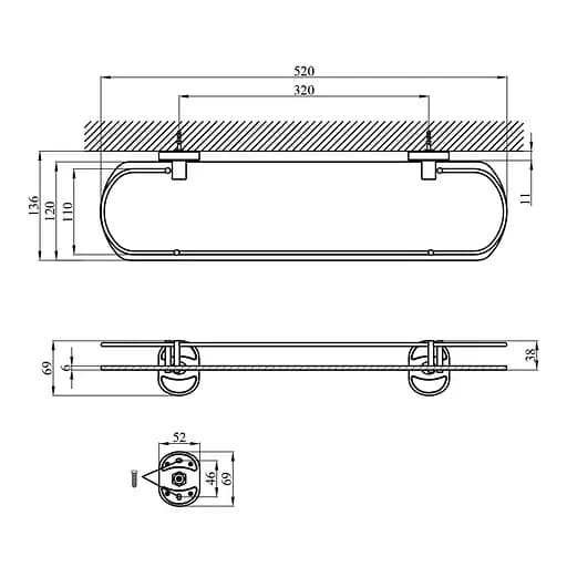 Полка для ванной комнаты Kroner KRM Elbe - ACG2907-1 (CV022865) - фото 4