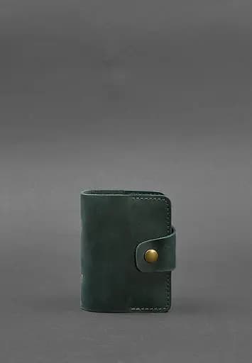 Кожаный кард-кейс 7.1 (Книжечка) зеленый Crazy Horse - фото 2