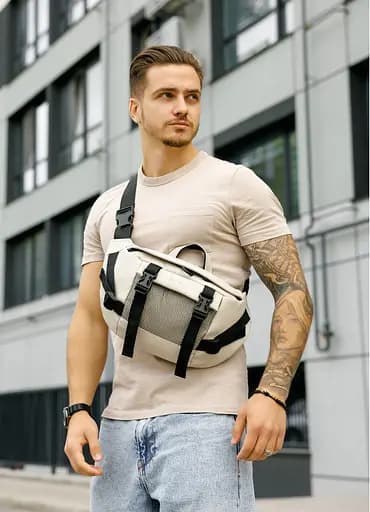 Мужская сумка бананка Sambag Dynamicdart серая 38 × 21 × 7 см (80411030m) - фото 1