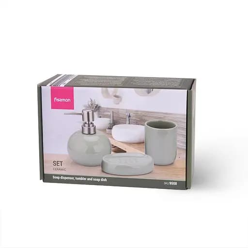 Набор для ванной комнаты Fissman дозатор жидкого мыла, стакан и мыльница (9508) - фото 7