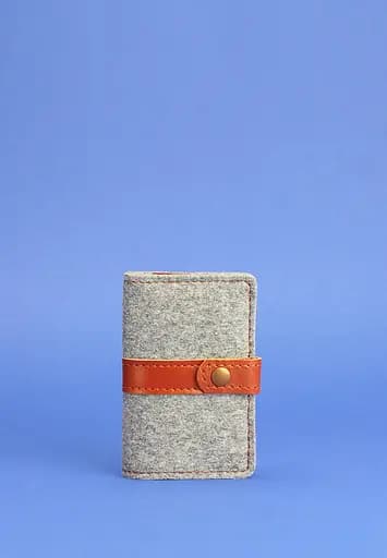 Фетровый кард-кейс (визитница) 6.1 с кожаными коричневыми вставками - фото 2