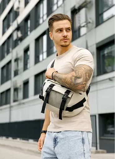 Мужская сумка бананка Sambag Dynamicdart серая 38 × 21 × 7 см (80411030m) - фото 2