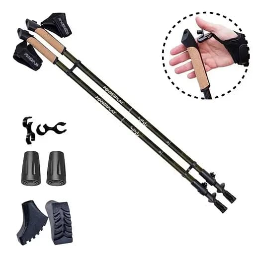 Палки для скандинавской ходьбы PowerPlay 9108 Sisu Black/Gold 80-135 см (пара) + 2-я пара сапог + чехол (PP_9108_Sisu) - фото 2