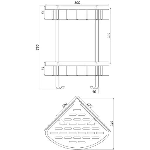 Поличка кутова подвійна TOPAZ TKB-9902-BL - фото 2