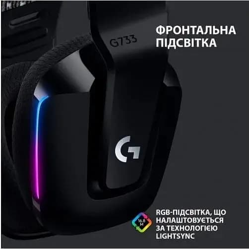 Бездротова ігрова гарнітура Logitech G733 Wireless Lightspeed RGB з підсвічуванням чорна (981-000864) - фото 4