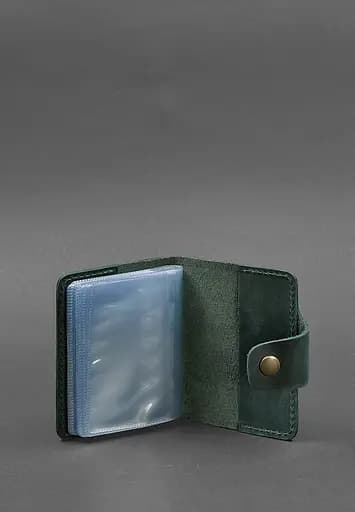 Кожаный кард-кейс 7.1 (Книжечка) зеленый Crazy Horse - фото 4