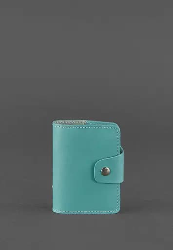 Женский кожаный кард-кейс 7.1 (Книжечка) бирюзовый - фото 2