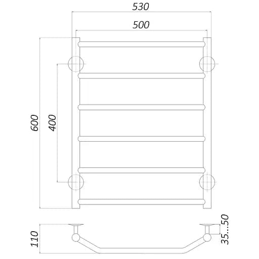 Рушникосушарка UNIO LT W 600-500-6 Драбинка Трапеція (20645) - фото 4