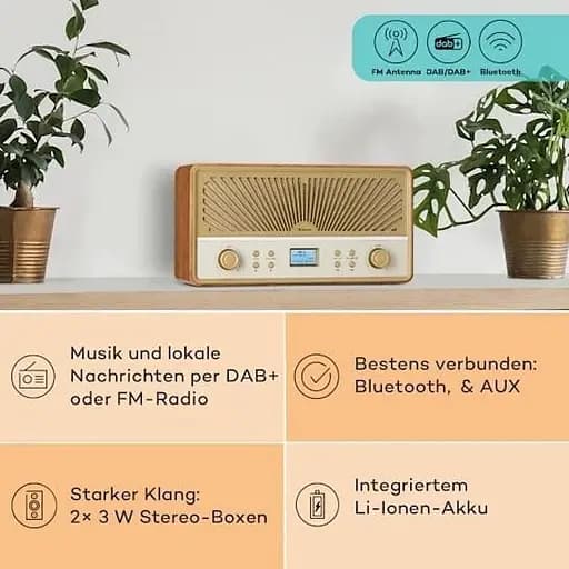 Стереосистема Auna Glastonbury Go Digital Radio Stereo Battery (10041151) - фото 3