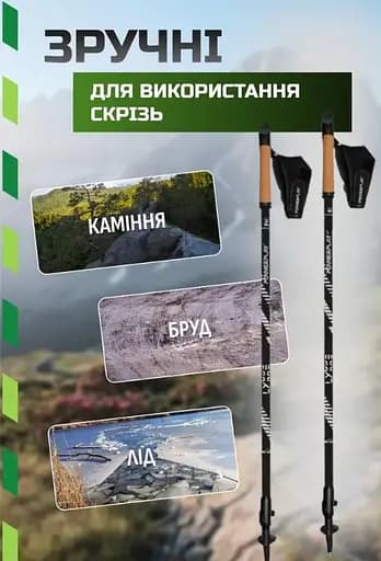 Палки для скандинавской ходьбы PowerPlay 9104 Lykke Black/White 80-135 см (пара) (PP_9104_LYKKE_Bl/White) - фото 4