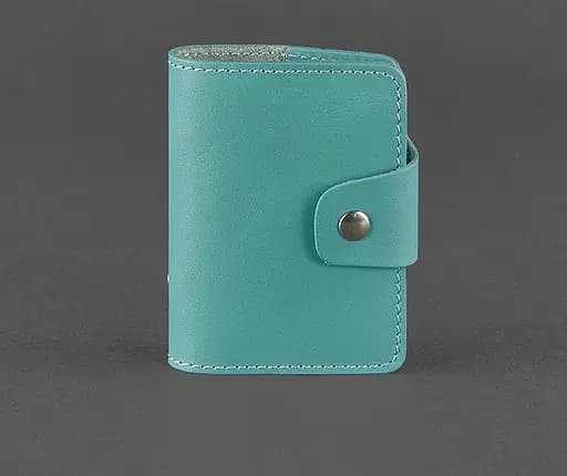 Женский кожаный кард-кейс 7.1 (Книжечка) бирюзовый - фото 1