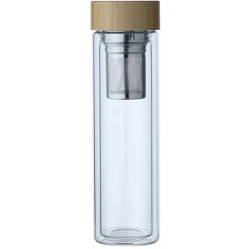 Термос стеклянный с двойными стенками Ardesto, 450 мл, боросиликатное стекло, бамбуковая крышка (AR1345BB) - фото 1