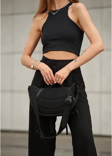 Женская сумка бананка Sambag Dynamicdart черно-оранжевая 38 × 21 × 7 см (80411129) - фото 15