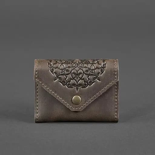 Кожаный кард-кейс 3.0 темно-коричневый с мандалой - фото 6