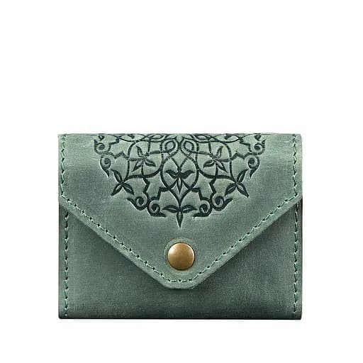 Кожаный кард-кейс 3.0 зеленый с мандалой - фото 7