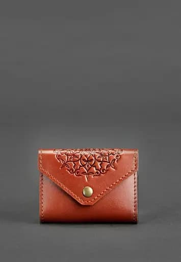 Кожаный кард-кейс 3.0 светло-коричневый с мандалой - фото 3