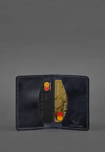 Кожаный кард-кейс (визитница) 6.0 синий Crazy Horse - фото 3