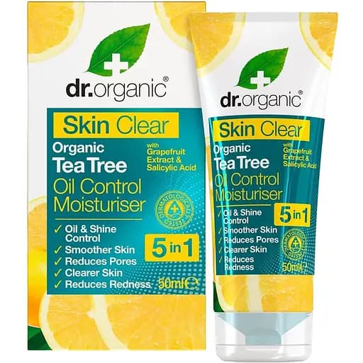 Увлажняющее средство для контроля жирности 5в1 Dr. Organic Skin Clear 5 in 1 Oil Control Moisturiser 50 мл - фото 1