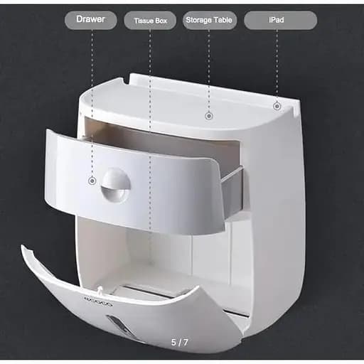 Держатель для туалетной бумаги и полотенец Ecoco с ящиком и подставкой для телефона - фото 4