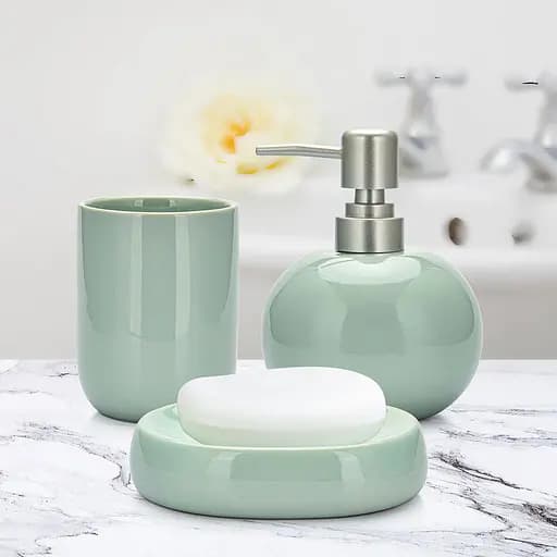 Набор для ванной комнаты Fissman дозатор жидкого мыла, стакан и мыльница (9508) - фото 8