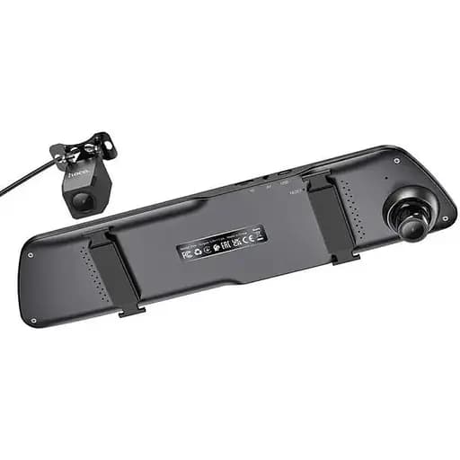 Видеорегистратор - зеркало Hoco DV4 4.5-inch rearview mirror driving recorder (2 камеры) - фото 2
