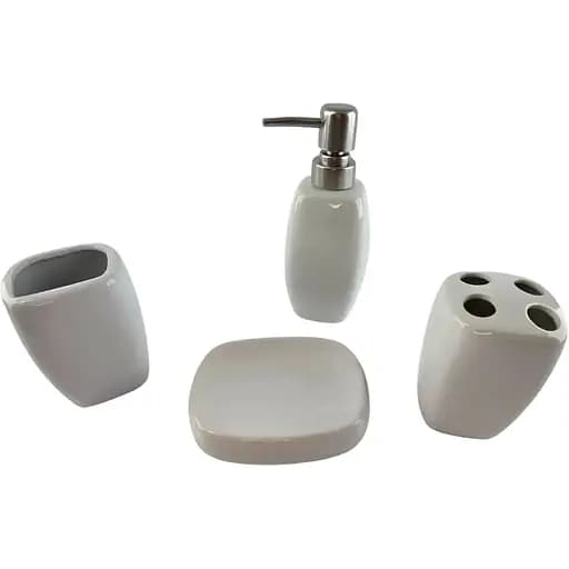 Набор аксессуаров для ванной комнаты No brand керамический белый 23x21x11 см - фото 2