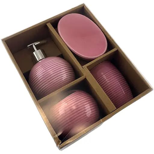 Набор аксессуаров для ванной комнаты No brand керамический розовый 4 предмета 17x14x10 см - фото 5