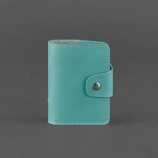 Женский кожаный кард-кейс 7.1 (Книжечка) бирюзовый - фото 6