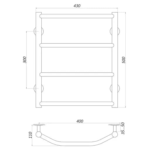 Рушникосушарка UNIO LT W 500-400-4 Драбинка Трапеція (20642) - фото 5