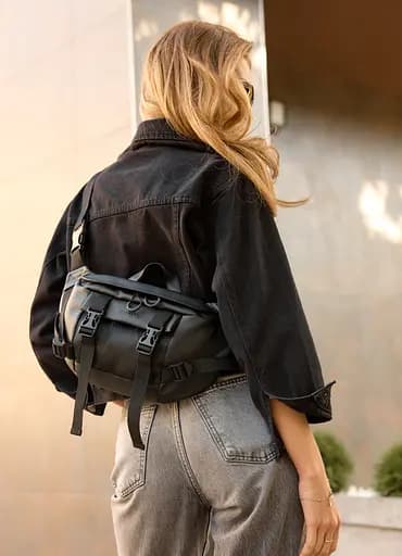 Женская сумка бананка Sambag Dynamicdart черная 38 × 21 × 7 см (80411001) - фото 3