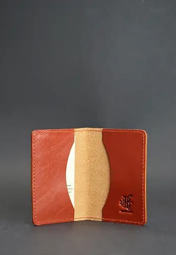 Кожаный кард-кейс (визитница) 6.0 светло-коричневый - фото 4